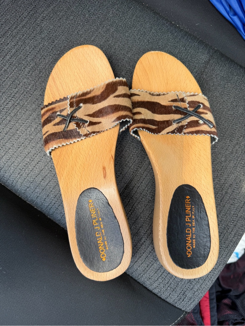 Donald J. Pliner Brown Zebra-Print Slide Sandals